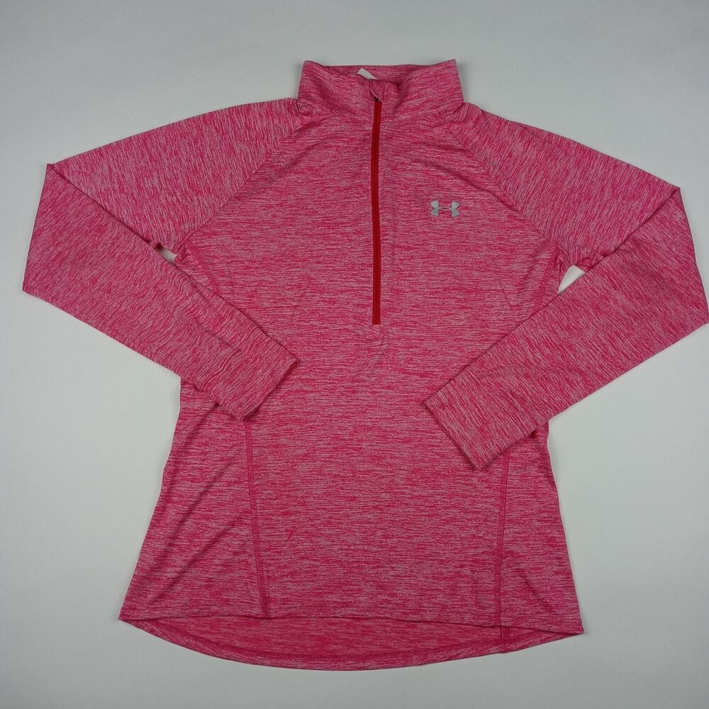 UNDER ARMOUR Long Sleeve 1/2 Zip Pullover Shirt Women's Size Medium Pink